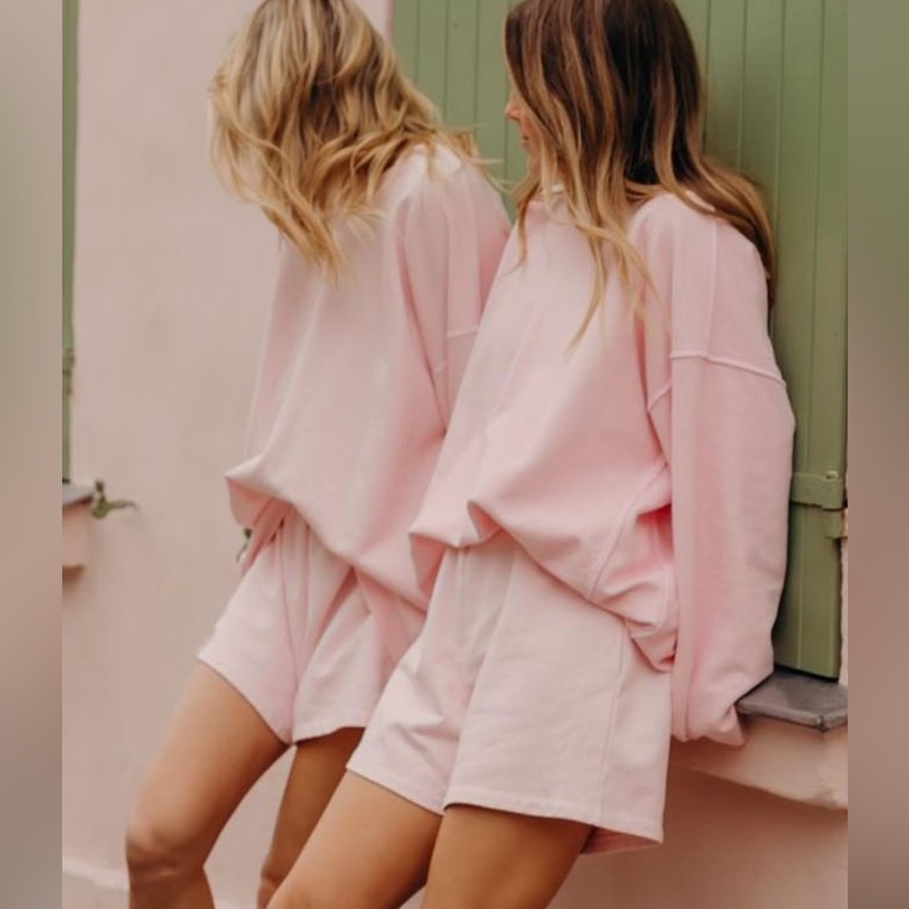 Daily Drills Light Pink Crewneck & Shorts Set